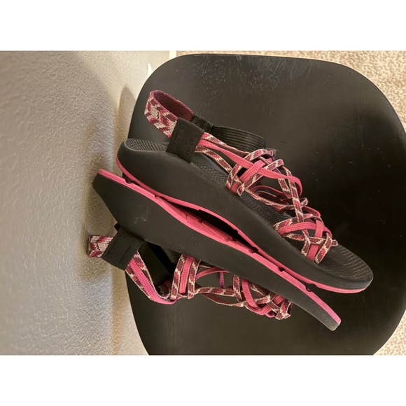 Chaco ZX2 Yampa Pink Black Geometric Double Strap Toe Loop Sandals Womens 8 - Picture 6 of 10
